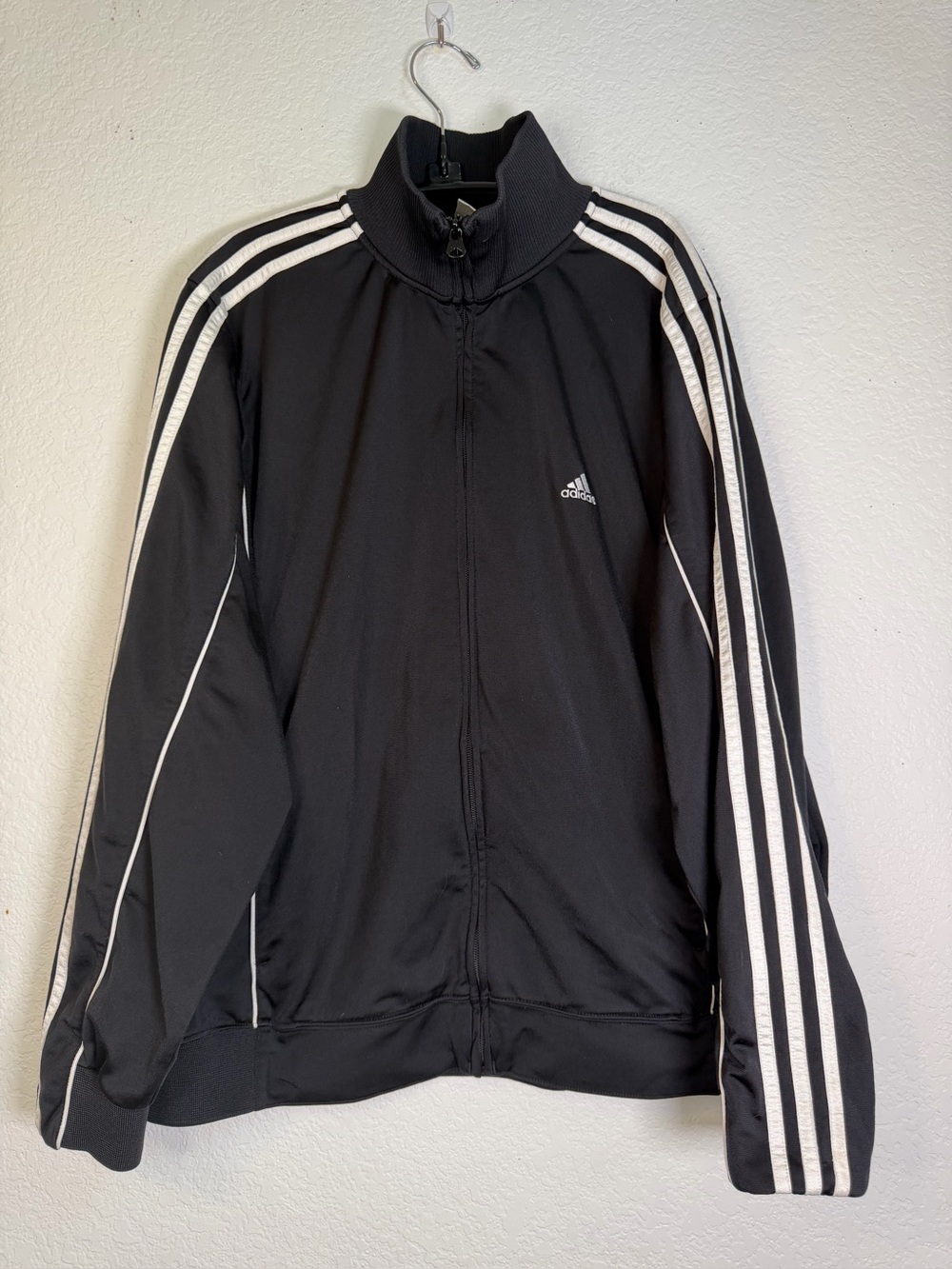 adidas Vintage 2006 Black Track Jacket with White Stripe Accents, Size L
